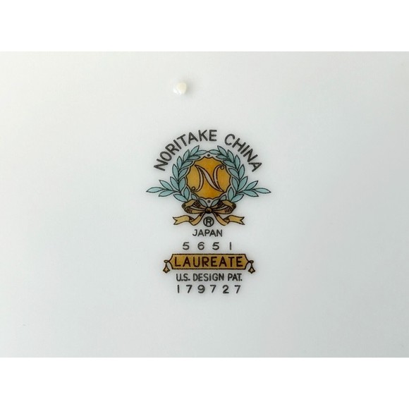 Vintage Noritake China Laureate Japan 5651 Dinner Plate Blue White Floral Silver - Picture 4 of 5